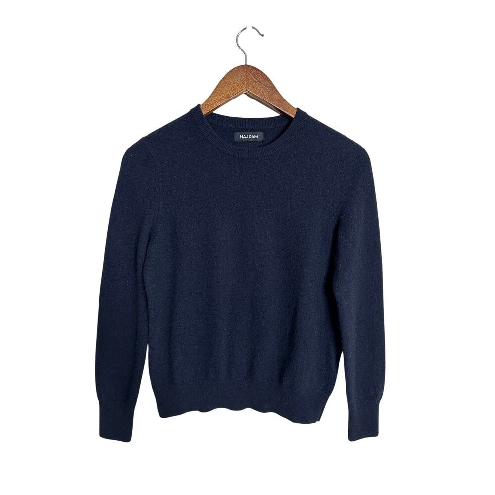 Naadam 100% Cashmere Sweater size Small Navy Blue Crewneck Pullover Quiet Luxury